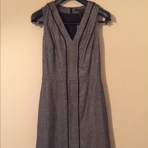 Herringbone grey and black wool dress.